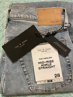 NWT Rag & Bone Harlow Mid-Rise Ankle Straight jeans size 28
